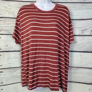 Maurices 24/7 Women’s Plus Size 3X Striped T-Shirt Red White Short Sleeve Soft S